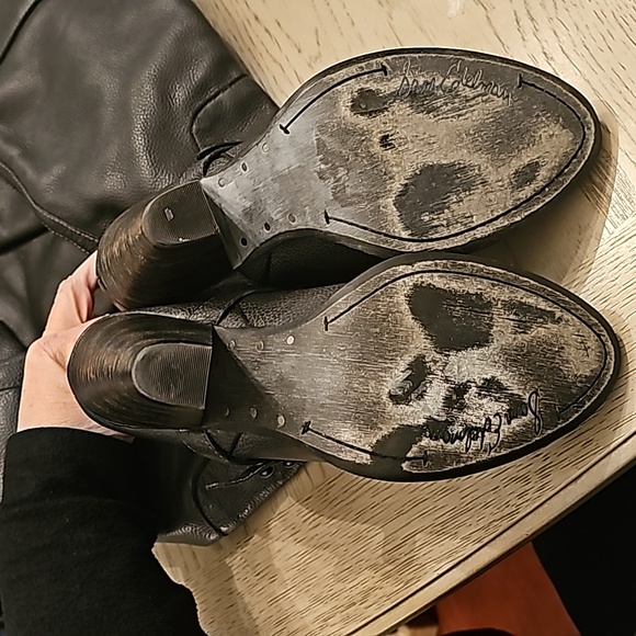 Sam Edelman Naharra Knee High Graphite Leather Heeled Boots Size 8.5 - Picture 13 of 16